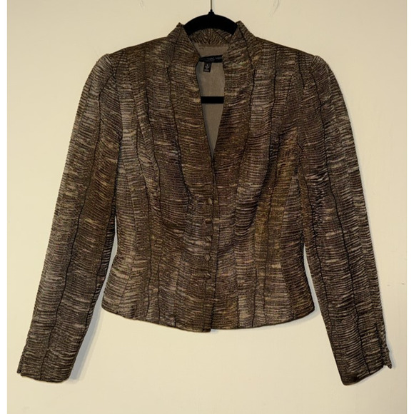 Carmen Marc Valvo Women's 4 Metallic Textured Blazer Executive Chic Quiet Luxury - Picture 4 of 14